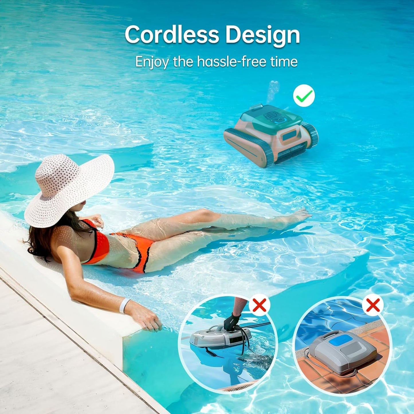 New TORK-X PC09 Cordless Robotic Pool Vacuum - App controlled